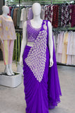 New Super Trending Embroidery Sequence work ready to wear saree with Embroidery Blouse