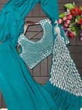New Super Trending Embroidery Sequence work ready to wear saree with Embroidery Blouse