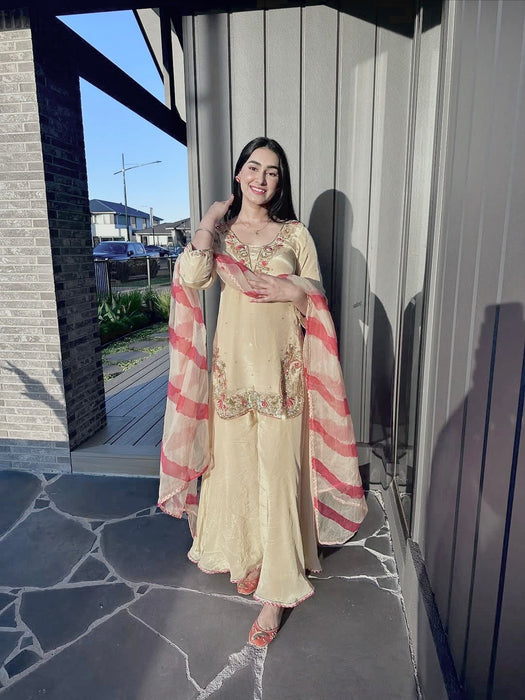 NEW READY TO WEAR DESIGN HEAVY EMBROIDERY AND SEQUENCE WORK TOP - PLAZZO WITH DUPATTA