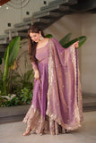 Designer Party Wear Fandy Silk Gown With Embroidery Sequins Work