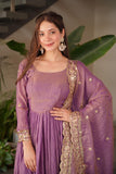 Designer Party Wear Fandy Silk Gown With Embroidery Sequins Work
