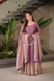 Designer Party Wear Fandy Silk Gown With Embroidery Sequins Work