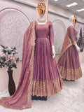 Designer Party Wear Fandy Silk Gown With Embroidery Sequins Work