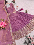 Designer Party Wear Fandy Silk Gown With Embroidery Sequins Work