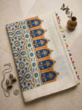Chinnon Ajrak Digital Print with Real Mirror Work Beautiful Saree