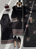 Heavy Natural Crep with Intricate Thread work With Sequence work Salwar Kameez
