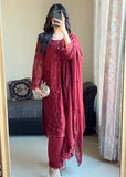 New Designer Party Wear Look Pure Heavy Faux Georgette Top Plazzo & Dupatta Set