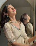 Real Mirror Work Gown With Embroidery And Chikankari Work