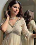 Real Mirror Work Gown With Embroidery And Chikankari Work