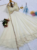 Real Mirror Work Gown With Embroidery And Chikankari Work