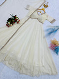 Real Mirror Work Gown With Embroidery And Chikankari Work