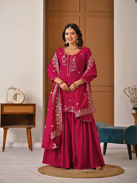 New Designer Party Wear Look Top , Sharara Plazzo and Dupatta