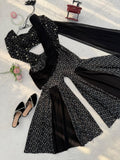 Foux Gorgette with Soft Micro Cotton & Thread with Sequence Work Top Bottom Dupatta Set