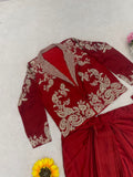 Heavy Rangoli Silk with Embroidery multi thread sequence Work Lehenga Blouse Koti Set