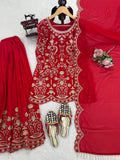 Faux Georgette with Soft Micro cotton Lining & Intricate Thread Work Salwar Kameez