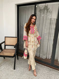 EXCLUSIVE & TRENDY CO-ORD SET WITH MIRROR AND SEQUENCE EMBROIDERED TOP AND PLAZZO