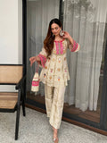 EXCLUSIVE & TRENDY CO-ORD SET WITH MIRROR AND SEQUENCE EMBROIDERED TOP AND PLAZZO
