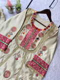 EXCLUSIVE & TRENDY CO-ORD SET WITH MIRROR AND SEQUENCE EMBROIDERED TOP AND PLAZZO
