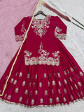 NEW READY TO WEAR 3 PIECE FANCY KURTI WITH BEAUTIFUL FLAIRED PLAZZO AND DUPATTA