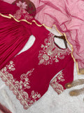 NEW READY TO WEAR 3 PIECE FANCY KURTI WITH BEAUTIFUL FLAIRED PLAZZO AND DUPATTA