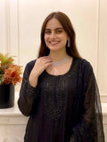 New Designer Party Wear Look Top-Plazzo and Dupatta With Heavy Embroidery Beads Work