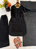 New Designer Party Wear Look Top-Plazzo and Dupatta With Heavy Embroidery Beads Work