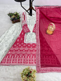 New Designer Party Wear A-Line Pattern Fancy Top-Plazzo and Dupatta With Heavy Real Mirror Hand Work