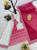 New Designer Party Wear A-Line Pattern Fancy Top-Plazzo and Dupatta With Heavy Real Mirror Hand Work