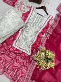 New Designer Party Wear A-Line Pattern Fancy Top-Plazzo and Dupatta With Heavy Real Mirror Hand Work