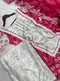 New Designer Party Wear A-Line Pattern Fancy Top-Plazzo and Dupatta With Heavy Real Mirror Hand Work