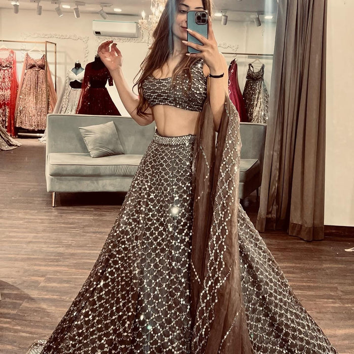 Premium Net Embellished With Beautiful Heavy 7MM Sequins Work Lehenga Choli