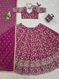 Latest  Designer Jequrd Lehenga Choli With Thread And Sequnce Work