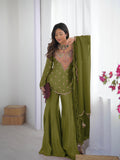 New Designer simar silk With Embroidery Work Top-Bottom And Dupatta Set