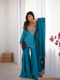 New Designer simar silk With Embroidery Work Top-Bottom And Dupatta Set