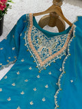 New Designer simar silk With Embroidery Work Top-Bottom And Dupatta Set