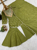 New Designer simar silk With Embroidery Work Top-Bottom And Dupatta Set