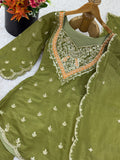 New Designer simar silk With Embroidery Work Top-Bottom And Dupatta Set