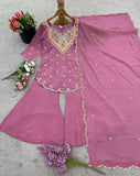 New Designer simar silk With Embroidery Work Top-Bottom And Dupatta Set