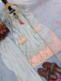 New Designer Party Wear Look Pure Japan Satin Top & Farshi Palazzo With Dupatta set