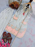New Designer Party Wear Look Pure Japan Satin Top & Farshi Palazzo With Dupatta set