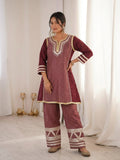 Designer 2 Piece  Soft Maslin Suit With Embellishment Work