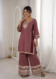 Designer 2 Piece  Soft Maslin Suit With Embellishment Work