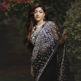 Butterfly Soft Net Saree With Beautiful Embroidery, Sequins And Pearl Work