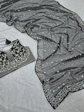 Butterfly Soft Net Saree With Beautiful Embroidery, Sequins And Pearl Work