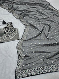 Butterfly Soft Net Saree With Beautiful Embroidery, Sequins And Pearl Work