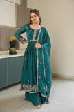 Designer Heavy Noha Crush Silk Party Wear Sharara Suit With  Embroidery And Sequins Work