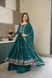 Designer Heavy Noha Crush Silk Party Wear Sharara Suit With  Embroidery And Sequins Work