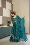 Designer Heavy Noha Crush Silk Party Wear Sharara Suit With  Embroidery And Sequins Work