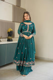Designer Heavy Noha Crush Silk Party Wear Sharara Suit With  Embroidery And Sequins Work