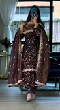 New Designer Party Wear Look Pure Frendy Silk Heavy Embroidery Sequence Work Top Patiyala Suit and Dupatta